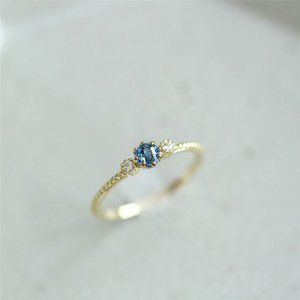 Ocean Blue Rhinestone Rings Women Size 105 Gold Silver Finger Rings
